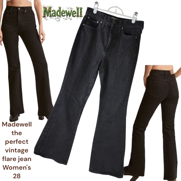 Madewell Denim - Madewell the perfect vintage flare jean High Rise Black Wash Denim Women's 28